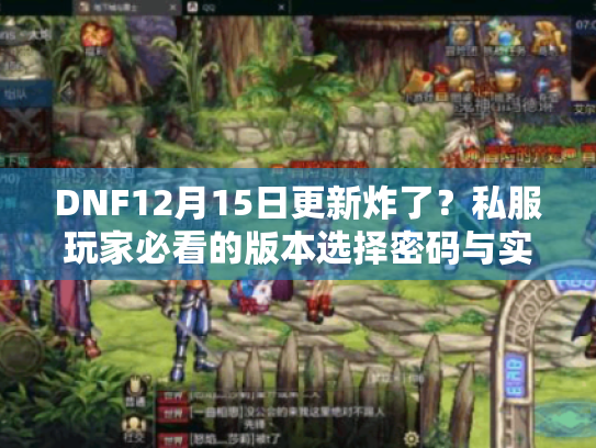 DNF12月15日更新炸了？私服玩家必看的版本选择密码与实测攻略