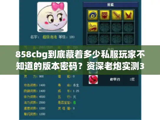 858cbg到底藏着多少私服玩家不知道的版本密码？资深老炮实测30天揭秘