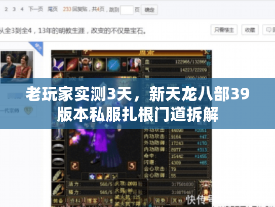 老玩家实测3天,新天龙八部39版本私服扎根门道拆解 老玩家实测3天,新天龙八部39版本私服扎根门道拆解