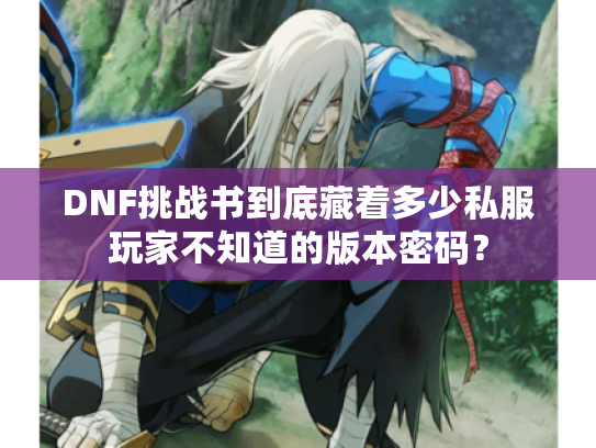 DNF挑战书到底藏着多少私服玩家不知道的版本密码？