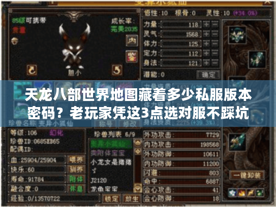天龙八部世界地图藏着多少私服版本密码?老玩家凭这3点选对服不踩坑 天龙八部世界地图藏着多少私服版本密码?老玩家凭这3点选对服不踩坑