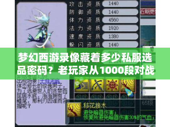 梦幻西游录像藏着多少私服选品密码？老玩家从1000段对战录像里扒的版本选择攻略
