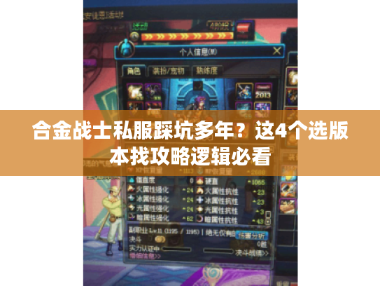 合金战士私服踩坑多年？这4个选版本找攻略逻辑必看