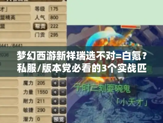 梦幻西游新祥瑞选不对=白氪？私服/版本党必看的3个实战匹配逻辑