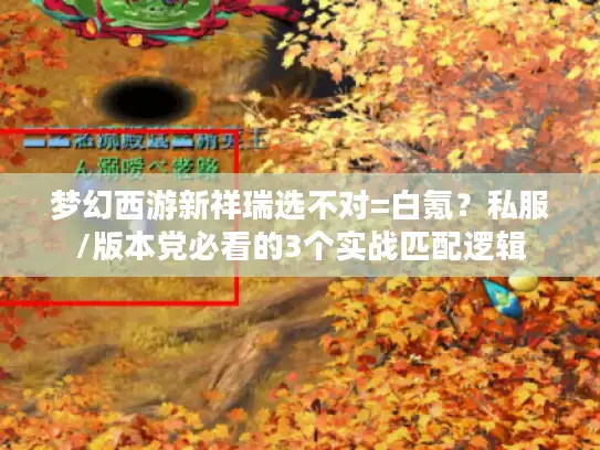 梦幻西游新祥瑞选不对=白氪？私服/版本党必看的3个实战匹配逻辑