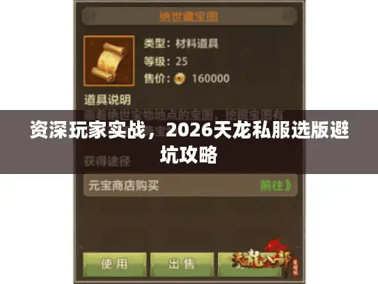 资深玩家实战，2026天龙私服选版避坑攻略