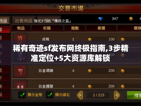 稀有奇迹sf发布网终极指南,3步精准定位+5大资源库解锁 稀有奇迹sf发布网终极指南,3步精准定位+5大资源库解锁