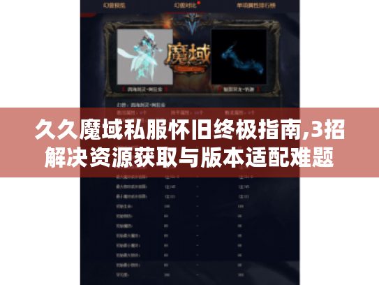 久久魔域私服怀旧终极指南,3招解决资源获取与版本适配难题 久久魔域私服怀旧终极指南,3招解决资源获取与版本适配难题
