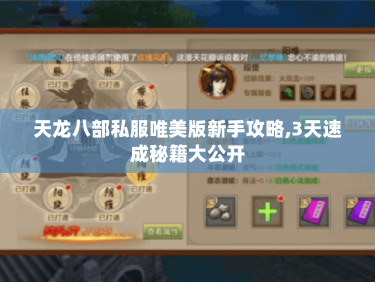 天龙八部私服唯美版新手攻略,3天速成秘籍大公开 天龙八部私服唯美版新手攻略,3天速成秘籍大公开