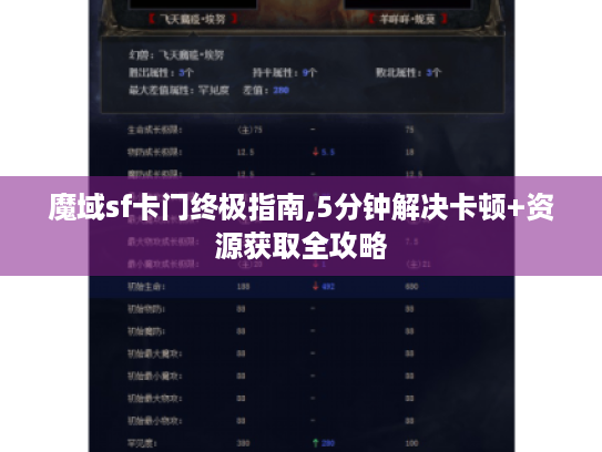 魔域sf卡门终极指南,5分钟解决卡顿+资源获取全攻略 魔域sf卡门终极指南,5分钟解决卡顿+资源获取全攻略