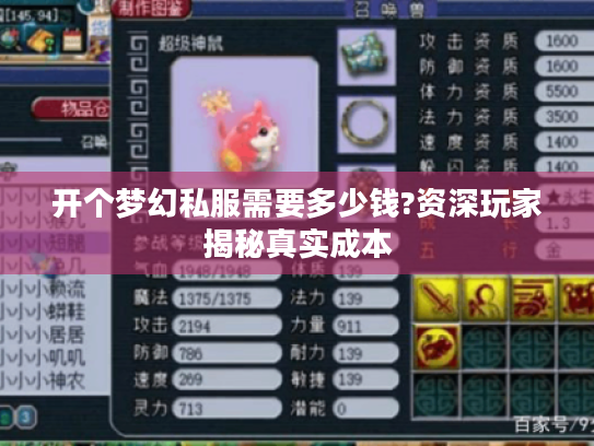 开个梦幻私服需要多少钱?资深玩家揭秘真实成本 开个梦幻私服需要多少钱?资深玩家揭秘真实成本