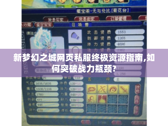 新梦幻之城网页私服终极资源指南,如何突破战力瓶颈? 新梦幻之城网页私服终极资源指南,如何突破战力瓶颈?