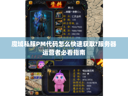 魔域私服PM代码怎么快速获取?服务器运营者必看指南