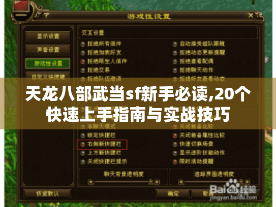 天龙八部武当sf新手必读,20个快速上手指南与实战技巧 天龙八部武当sf新手必读,20个快速上手指南与实战技巧