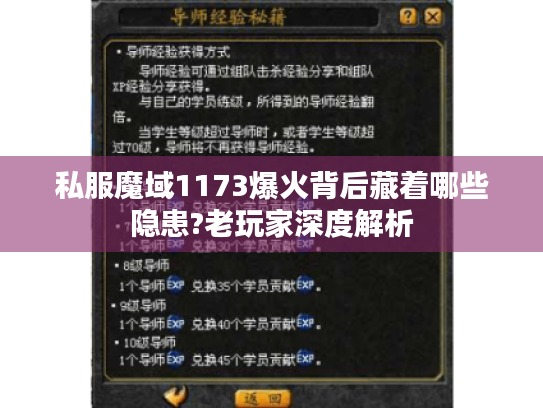 私服魔域1173爆火背后藏着哪些隐患?老玩家深度解析