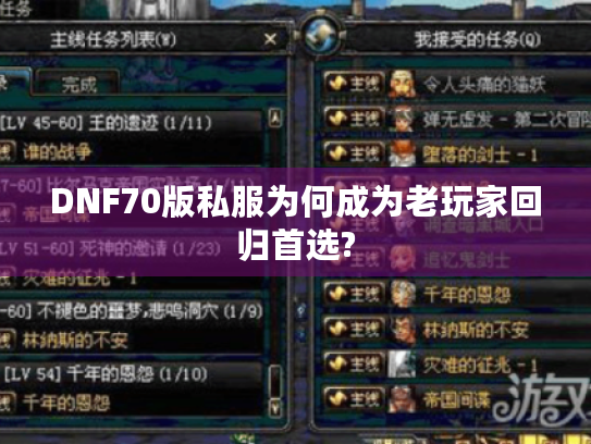 DNF70版私服为何成为老玩家回归首选? DNF70版私服为何成为老玩家回归首选?