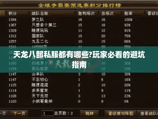 天龙八部私服都有哪些?玩家必看的避坑指南