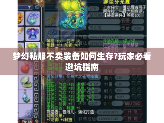 梦幻私服不卖装备如何生存?玩家必看避坑指南