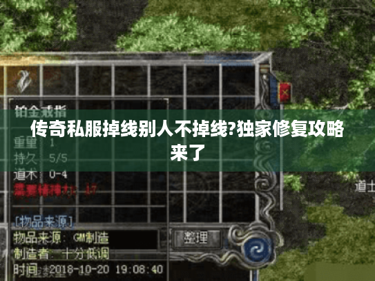 传奇私服掉线别人不掉线?独家修复攻略来了 传奇私服掉线别人不掉线?独家修复攻略来了