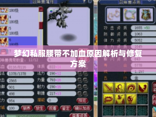 梦幻私服腰带不加血原因解析与修复方案 梦幻私服腰带不加血原因解析与修复方案