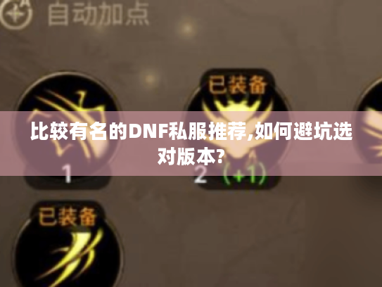 比较有名的DNF私服推荐,如何避坑选对版本?
