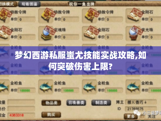 梦幻西游私服蚩尤技能实战攻略,如何突破伤害上限?