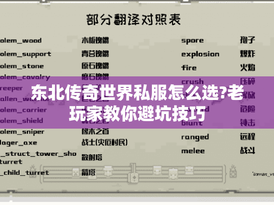 东北传奇世界私服怎么选?老玩家教你避坑技巧 东北传奇世界私服怎么选?老玩家教你避坑技巧