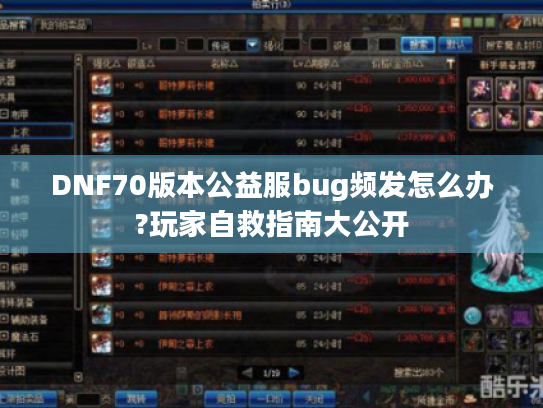 DNF70版本公益服bug频发怎么办?玩家自救指南大公开