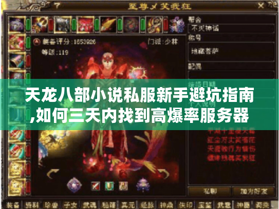 天龙八部小说私服新手避坑指南,如何三天内找到高爆率服务器? 天龙八部小说私服新手避坑指南,如何三天内找到高爆率服务器?