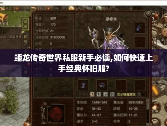 蟠龙传奇世界私服新手必读,如何快速上手经典怀旧服?