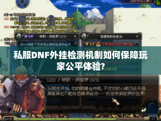 私服DNF外挂检测机制如何保障玩家公平体验?