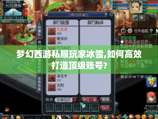 梦幻西游私服玩家冰雪,如何高效打造顶级账号? 梦幻西游私服玩家冰雪,如何高效打造顶级账号?