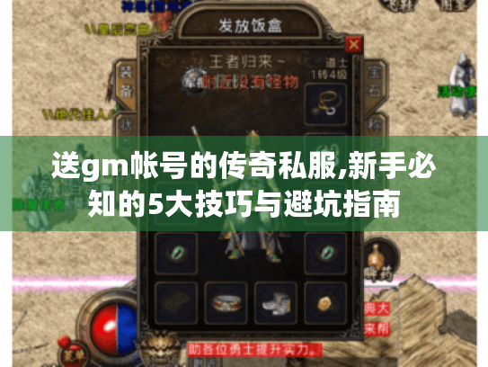送gm帐号的传奇私服,新手必知的5大技巧与避坑指南