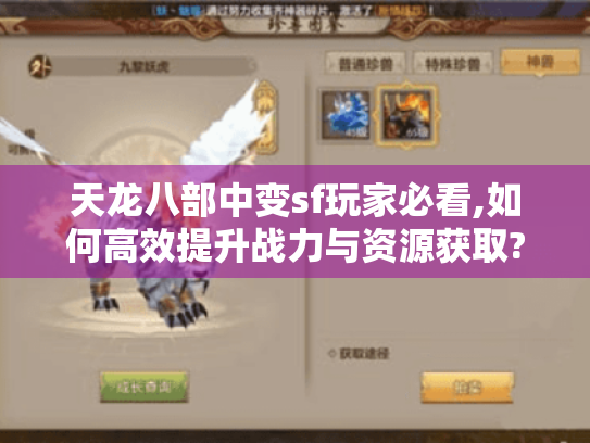 天龙八部中变sf玩家必看,如何高效提升战力与资源获取?