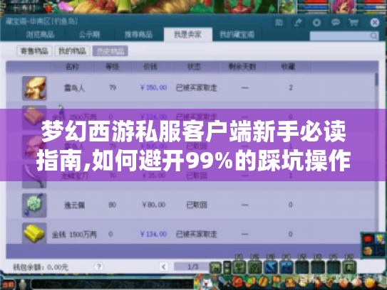 梦幻西游私服客户端新手必读指南,如何避开99%的踩坑操作 梦幻西游私服客户端新手必读指南,如何避开99%的踩坑操作