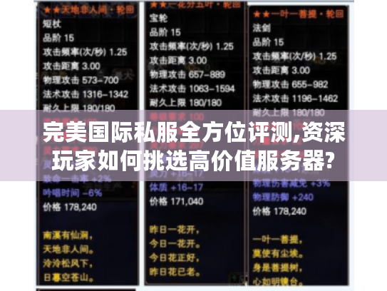 完美国际私服全方位评测,资深玩家如何挑选高价值服务器? 完美国际私服全方位评测,资深玩家如何挑选高价值服务器?