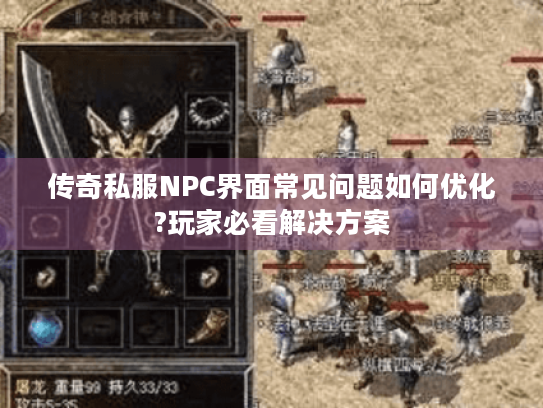 传奇私服NPC界面常见问题如何优化?玩家必看解决方案