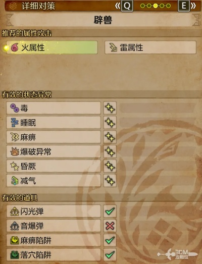 《怪物猎人荒野》试玩版怪物弱点速查