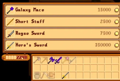 《星露谷物语》1.6版后期武器盘点!告别弱鸡! 《星露谷物语》1.6版后期武器盘点!告别弱鸡!